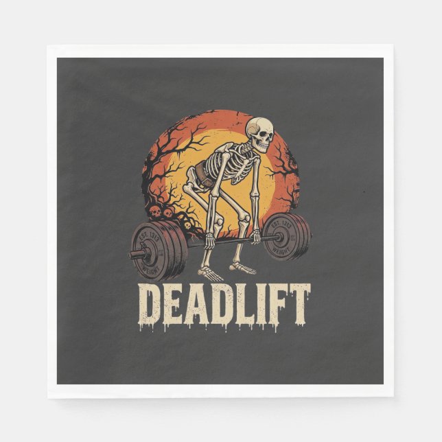 Marklyft Skelett Halloween Gym Träningsdesign Pappersservett (Framsidan)