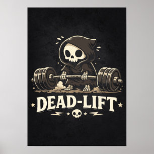 Marklyft, sött Grim Reaper-tecknat - Gymträning Poster