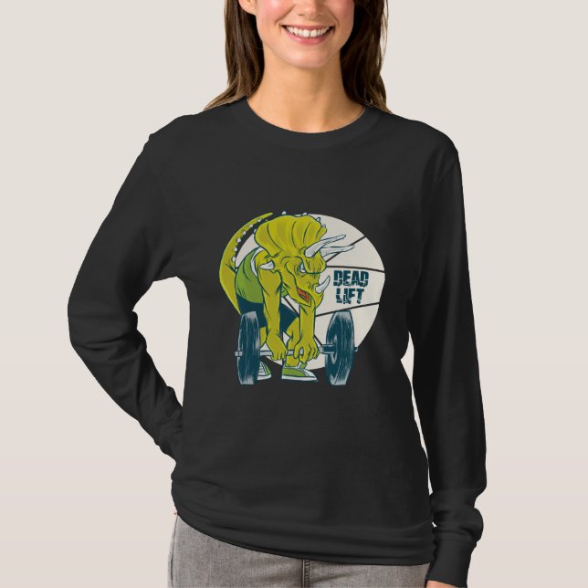 Marklyftande dinosaurie - Triceratops tyngdlyftnin T Shirt (Framsida)