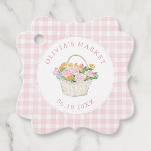 Marknad Bröllopsdusch Prep Pink Gingham Gåvor Etiketter
