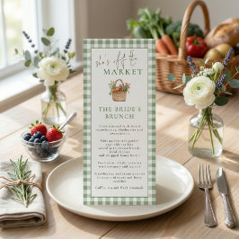 Marknad Brunch Gingham Bröllopsfest Meny Kort