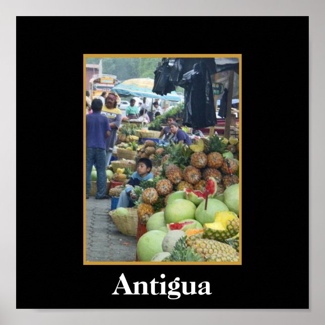 Marknaden - Antigua - Guatemala Poster (Framsidan)