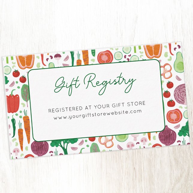 Marknaden för lantbrukare i gift-registret, lokalt tilläggskort (Fun Farmers Market themed locally grown baby Gift Registry website baby shower enclosure card.)