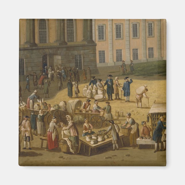 Marknaden i Alter Markt, Potsdam, 1772 Magnet (Framsidan)