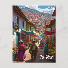 Marknaden i La Paz Bolivia Travel Vykort