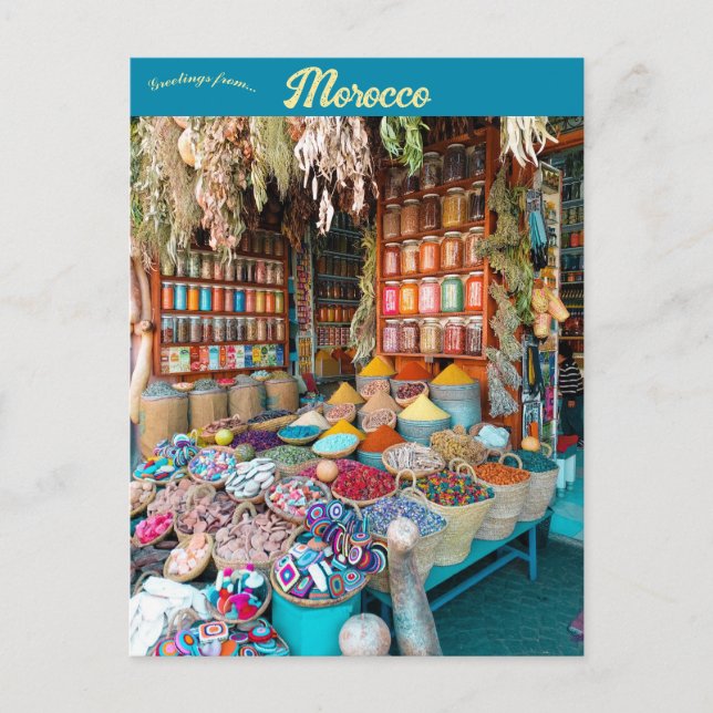 Marknaden i Marrakech Marocko Vykort (Framsida)