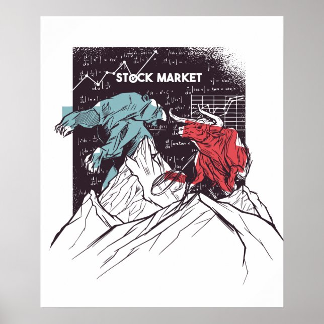 Marknadsbekämpning i lagrar mellan Bull och handel Poster (Framsidan)