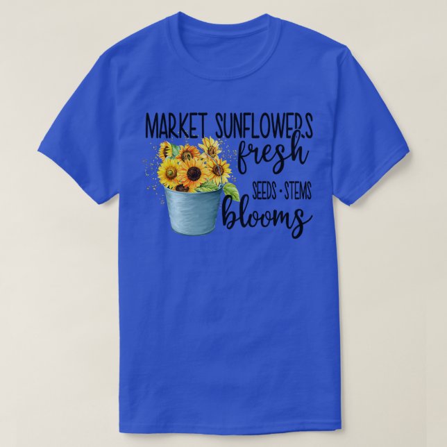 Marknadsblommor, färska fröodlingar blommar t shirt (Design framsida)