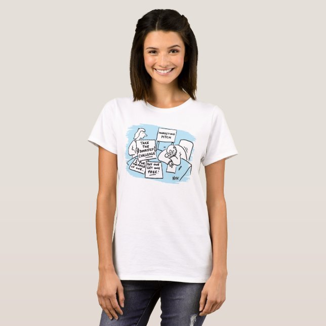 Marknadschef med idéer för försäljningskampanj t shirt (Hel framsida)