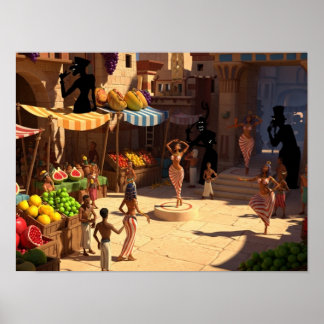 Marknadsdag i den gamla Egyptenen Poster
