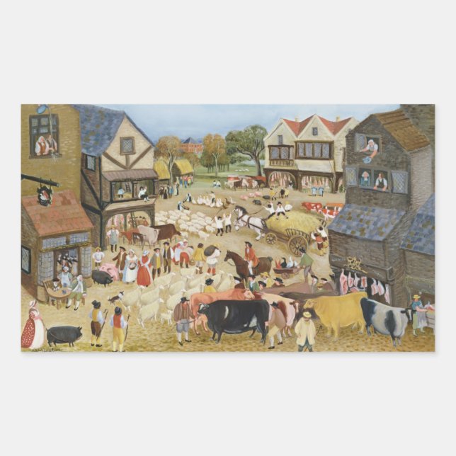 Marknadsdag Rektangulärt Klistermärke (Framsida)