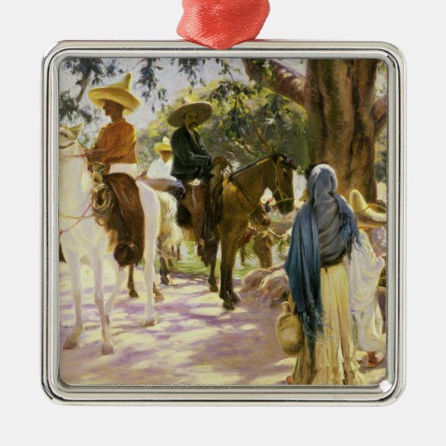 Marknadsföra dagen på San Gabriel, Mexico Julgransprydnad Metall (Framsidan)