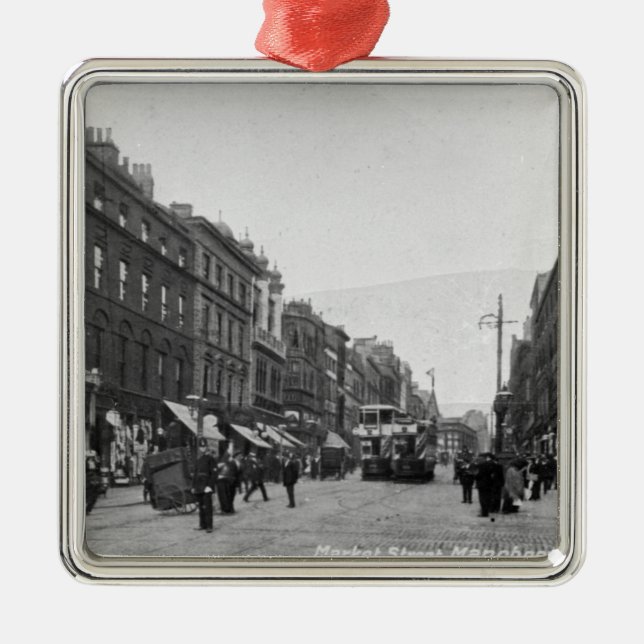 Marknadsföra gatan, Manchester, c.1910 2 Julgransprydnad Metall (Framsidan)
