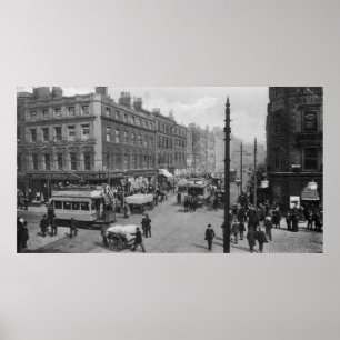 Marknadsföra gatan, Manchester, c.1910 Poster