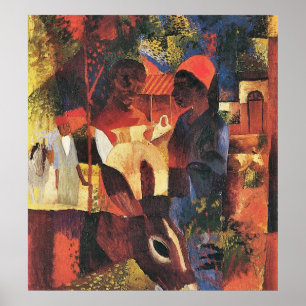 Marknadsföra i Tunisien vid Augusti Macke Poster