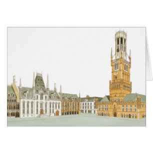 Marknadsföra kvadrerar. Bruges Belgien Hälsningskort