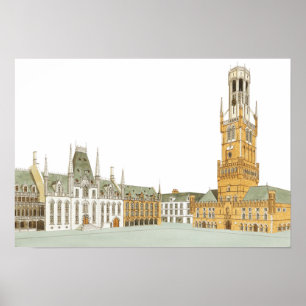 Marknadsföra kvadrerar. Bruges Belgien Poster