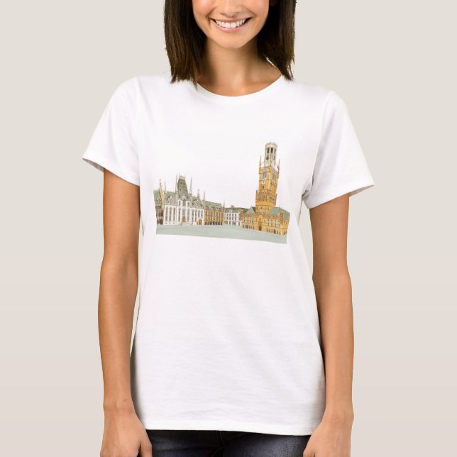 Marknadsföra kvadrerar. Bruges Belgien Tee Shirt (Framsida)