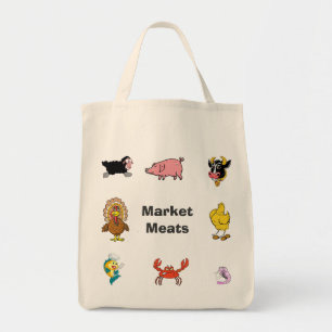Marknadsföra/livsmedelkött hänger lös tygkasse