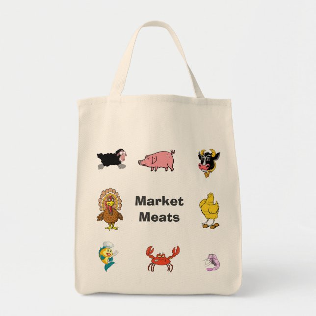 Marknadsföra/livsmedelkött hänger lös tygkasse (Framsidan)