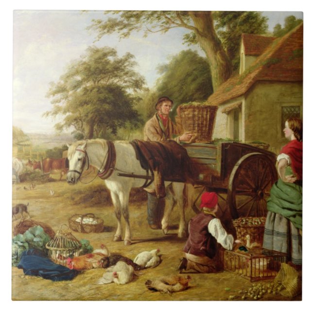 Marknadsföravagnen, 1864 (olja på kanfas) kakelplatta (Framsidan)