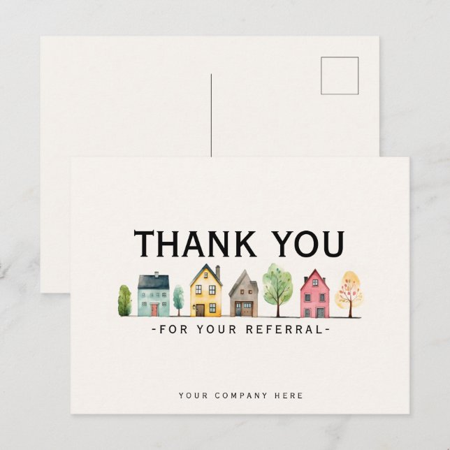 Marknadsföring av fastigheter för rekommendation T Vykort (Fram/baksida)