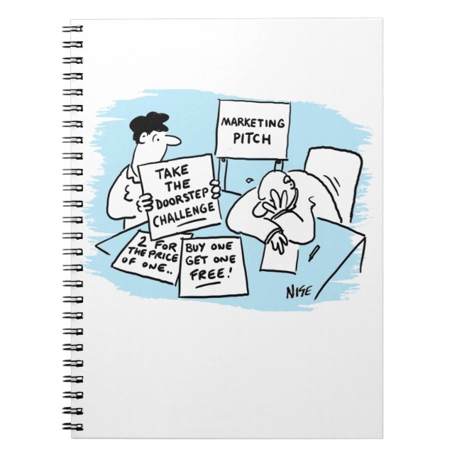 Marknadsföring Manager körs under en försäljningsp Anteckningsbok (Framsidan)