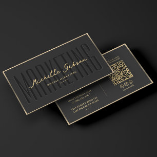 Marknadsföring Professionell Elegant Black Faux Gu Visitkort