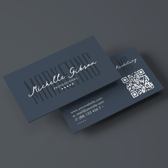 Marknadsföring Professionell Elegant Charcol Blue Visitkort (Marketing Professional Elegant Charcoal Blue Business Card
)
