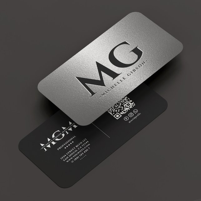 Marknadsföring Professionell Elegant Silver Black  Visitkort (Marketing Professional Elegant Silver Black Modern Business Card
)