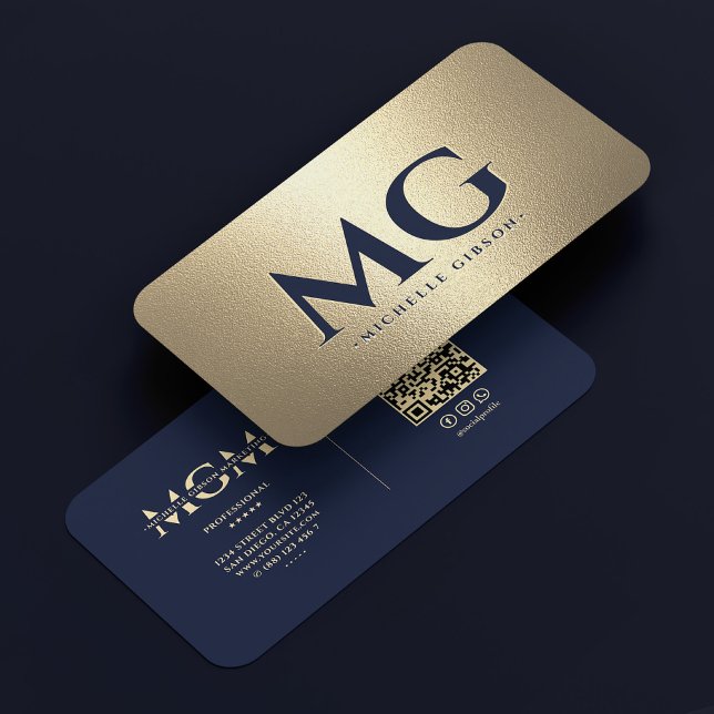 Marknadsföring Professionell Mörk Navy Blue Guld M Visitkort (Marketing Professional Dark Navy Blue Gold Modern Business Card
)