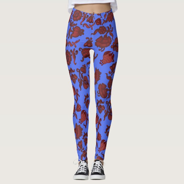 Marknadsföringsblommor Bohemian Chic Blommigt Boho Leggings (Framsida)