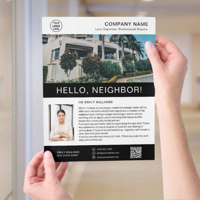 Marknadsföringsfolder för fastighetsmäklare reklamblad (Real Estate Realtor Broker Marketing Flyer)