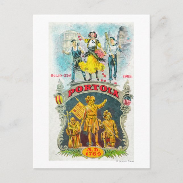 Marknadsföringsscen i Portola-festival Vykort (Framsida)