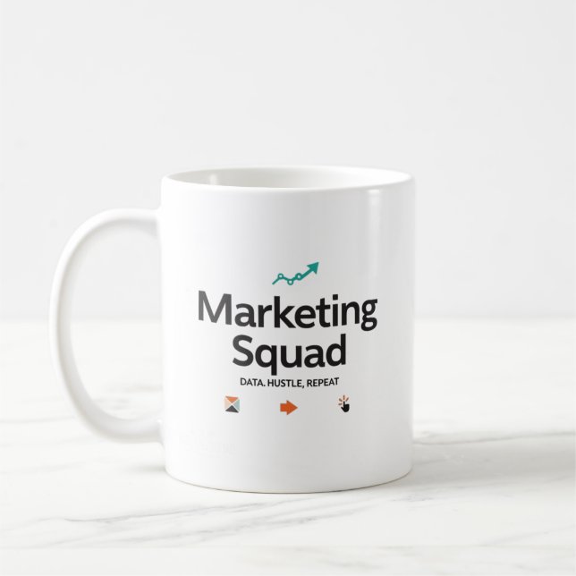 Marknadsföringsteam – Data. Flit. Upprepa. Kaffemugg (Vänster)