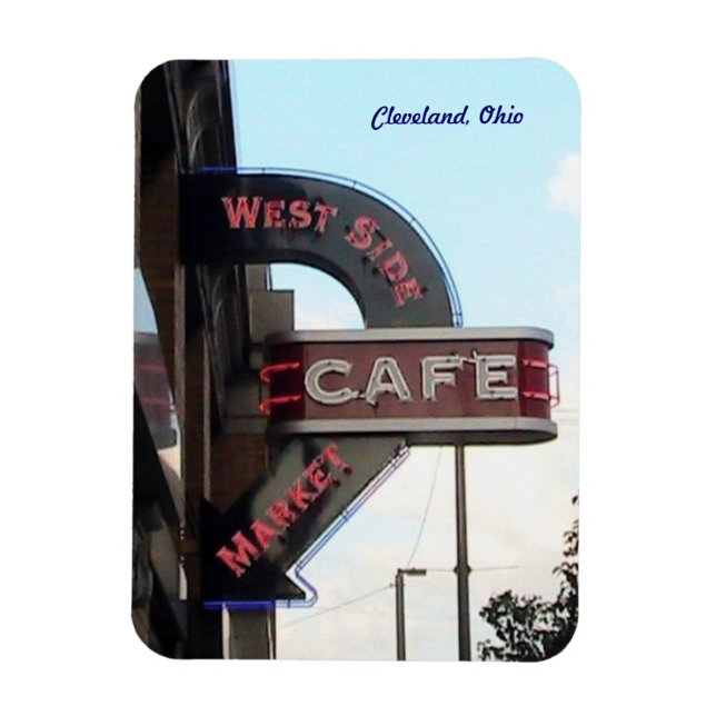 Marknadskaféskylt Cleveland Ohio Magnet (Vertikal)