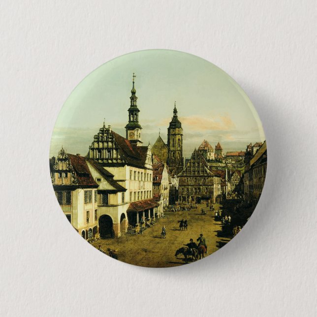 Marknadsplatsen i Pirna av Bernardo Bellotto Knapp (Framsida)