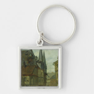 Marknadsplatsen i Wernigerode, 1861 Fyrkantig Silverfärgad Nyckelring