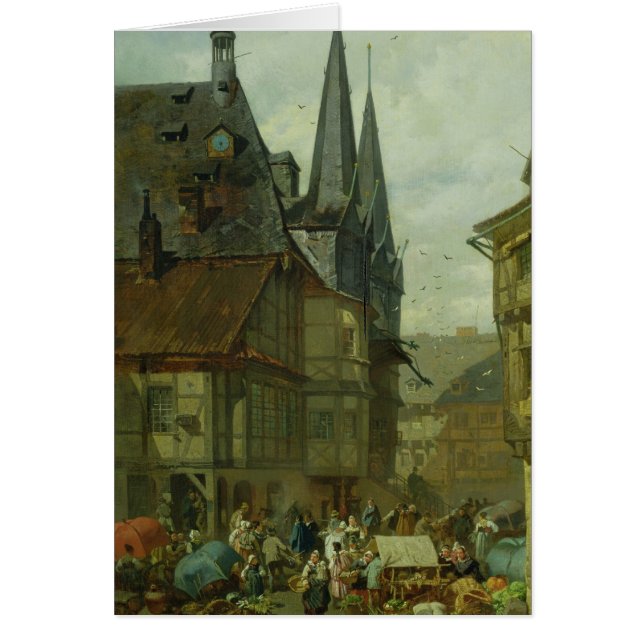Marknadsplatsen i Wernigerode, 1861 Hälsningskort (Framsidan)