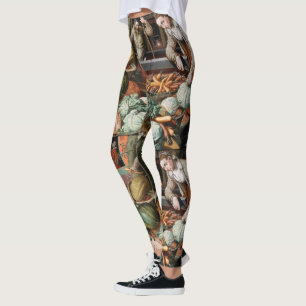 "Marknadsscen" vintagens konstverk Leggings