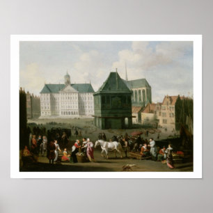 Marknadsscenen före dammpalatset i Amsterdam Poster