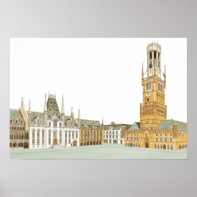 Marknadstorget. Bruges Belgium Poster (Framsidan)