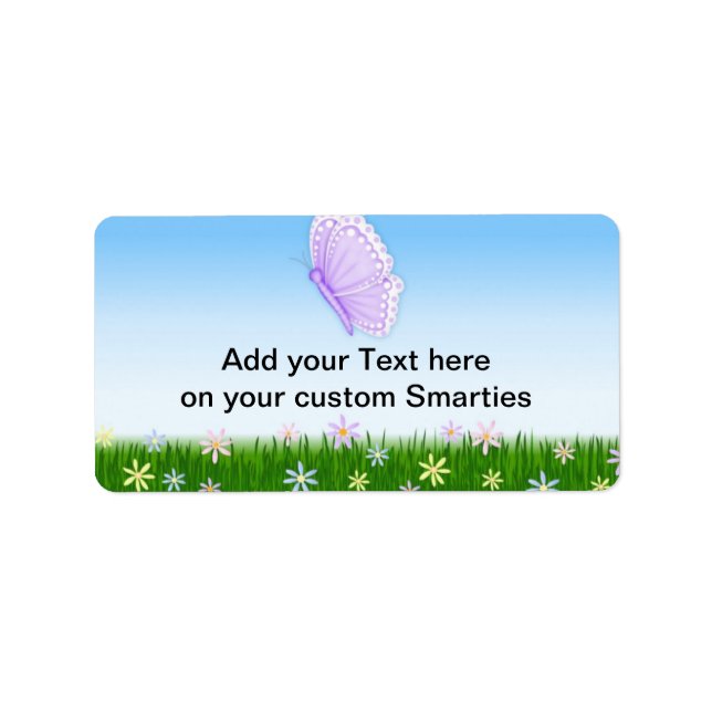 Märkning av födelsedagsmattfjäril Smartie Candy-fö Adressetikett (Framsidan)