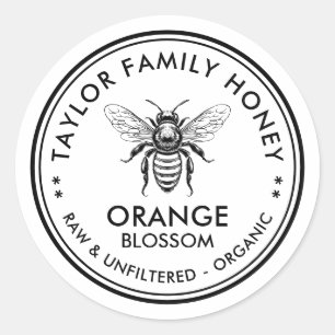 Märkning av honung i Blommar av orange med honungs Runt Klistermärke