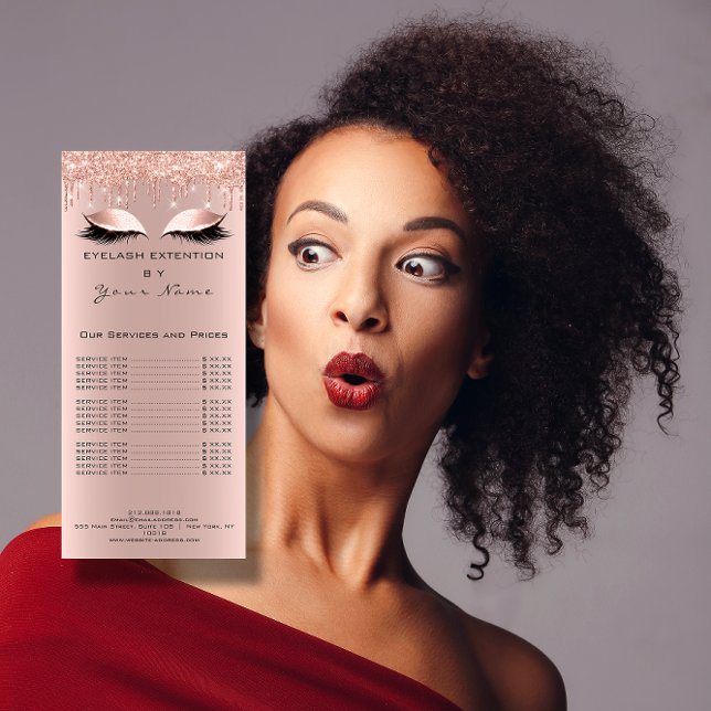 Märkning av Prisa Öga-drivrutiner för utfyllnad av Reklamkort (Branding Price List Lashes Extension Eyes Drips Rack Card)