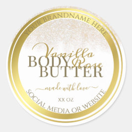 Märkning av produktförpackningar Vita och Guld Runt Klistermärke
