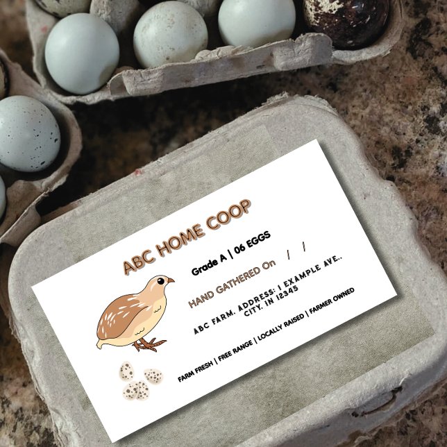 Märkning av Quail Egg Carton med hjälp av livsmede Fraktsedel (Skapare uppladdad)