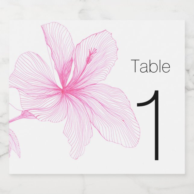 Märkning för mousserande Vin | BORDSNUMMER | Rosa  (Enkel etikett)