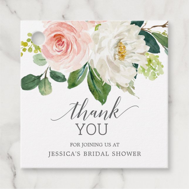 Märkning för tack till Blooms bröllopsfest Gåvor Etiketter (Framsida)