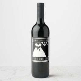 Märkning med bride och Groom Vin Flaska Vinflaska Etikett